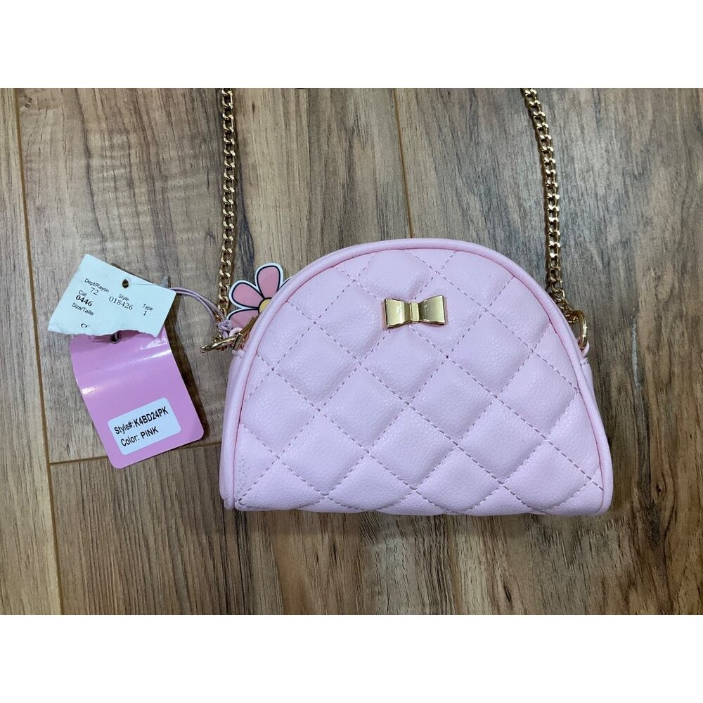 NWT Like Dreams Kids Pink Quilted Pearl Crossbody Bag